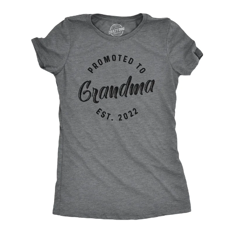 female beach sarongs-Womens Promoted To Grandma Est 2024 2023 2022 2021 or 2020 Tshirt Funny New Baby Family Grandmother Tee