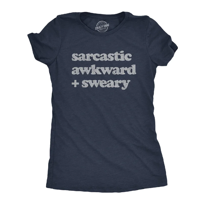 ladies ankle-strap heels-Womens Sarcastic Awkward Sweary Tshirt Funny Personality Introvert Graphic Tee