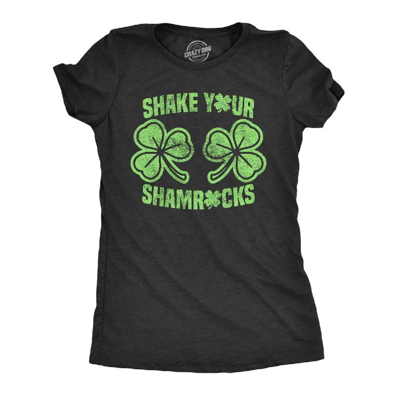 female pleated maxi dresses-Womens Shake Your Shamrocks T shirt Funny St Patricks Day Boobs Graphic Novelty