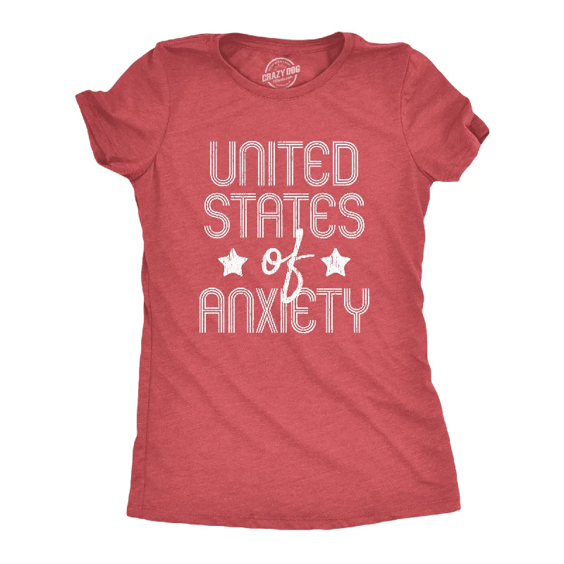 ladies black-tie gowns-Womens United States Of Anxiety Tshirt Funny Social Distance USA Quarantine Graphic Tee