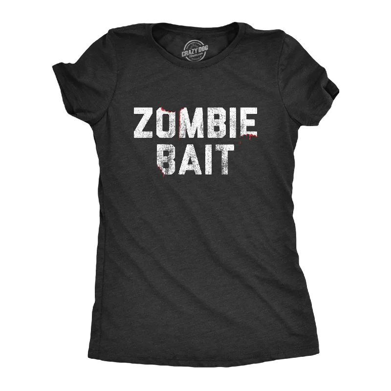 women’s tweed jackets-Womens Zombie Bait Tshirt Funny Undead Gas Mask Apocalypse Graphic Novelty Tee