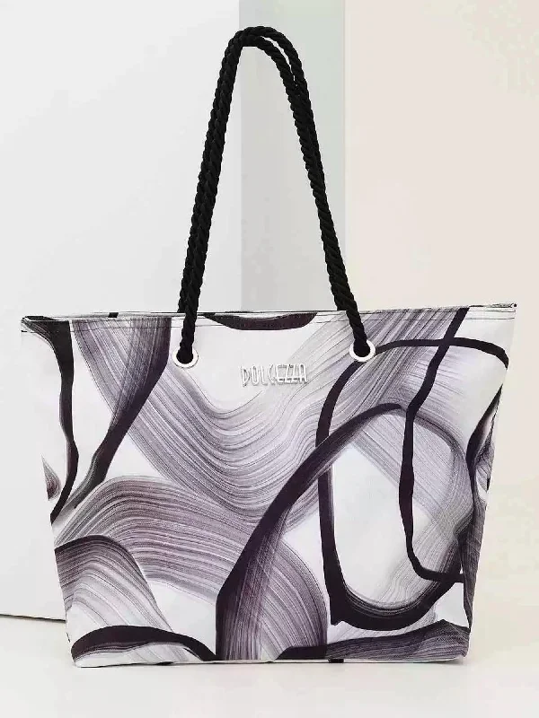 Women's floral backpacks-Abstract Poetry Tote Bag In Black/white