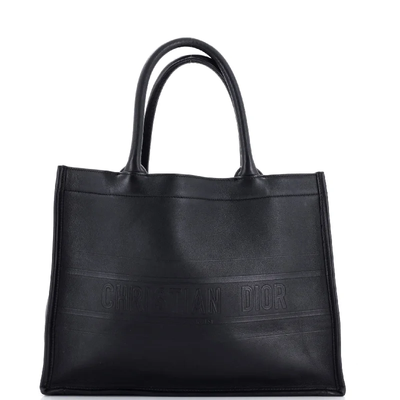 Female modern tote bags-Book Tote Embossed Leather Medium