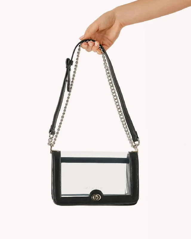 Women's chain strap hobo bags-Cara Clear Crossbody Bag In Black