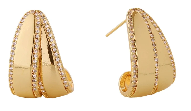 Female chic satchels-DJE310696 14K Double Layer C Hoop Earrings