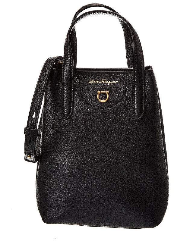 Women's soft tote bags-Ferragamo Gancini Mini Leather Tote