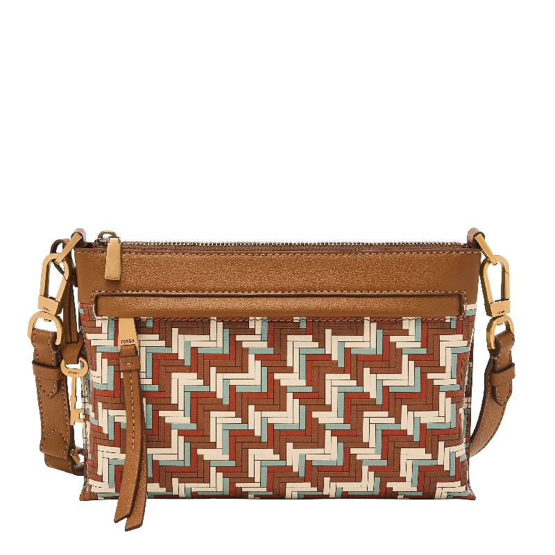 Female stylish satchels-Fossil Women's Kiera Printed Polyurethane Small Crossbody