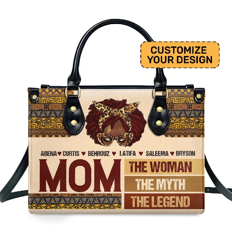 Women's embroidered crossbody bags-Mom The Woman The Myth The Legend - Personalized Leather Handbag SBLHBLM1931M