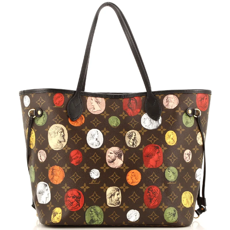 Female chic handbags-Neverfull NM Tote Limited Edition Fornasetti Cameo Monogram Canvas MM