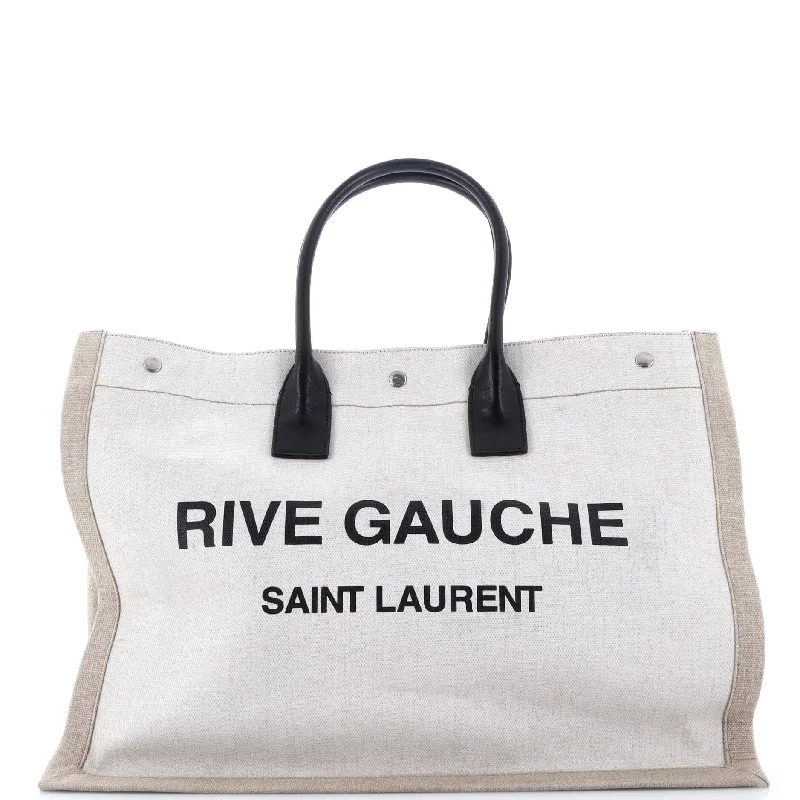 Ladies trendy sling bags-Rive Gauche Shopper Tote Canvas Large