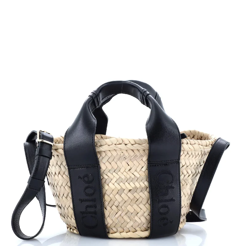 Ladies premium satchels-Sense Basket Tote Raffia with Leather Medium