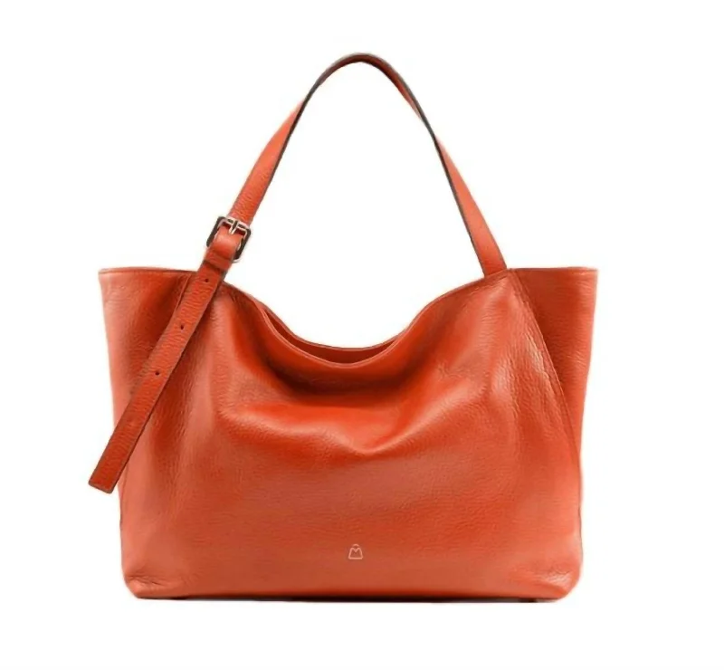 Women's leather tote bags-Soft Medium Size Tote Bag In Orange