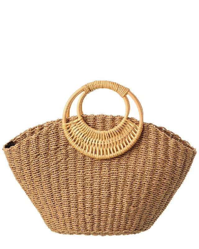 Women's soft purses-Surell Accessories Paper Straw Scallop Tote