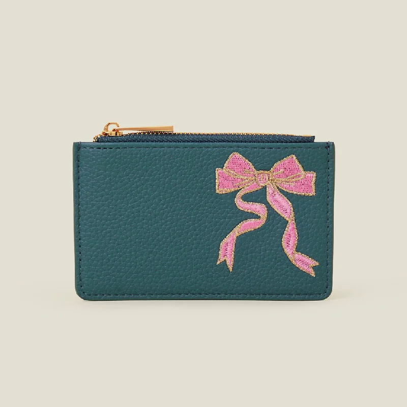 Women's soft crossbody bags-Teal Faux Leather Card Holder