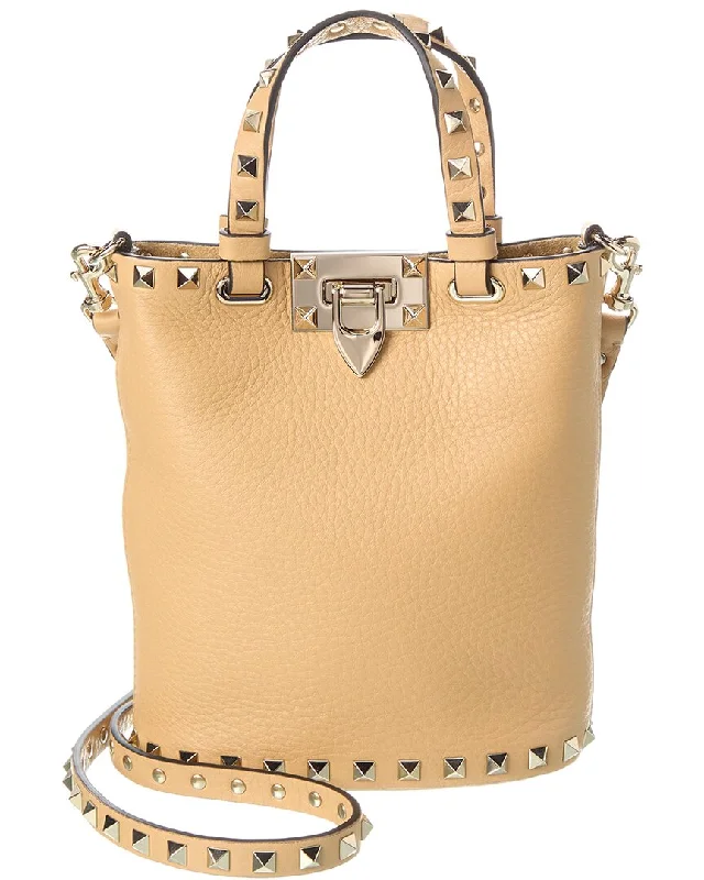 Women's quilted shoulder bags-Valentino Rockstud Grainy Leather Crossbody