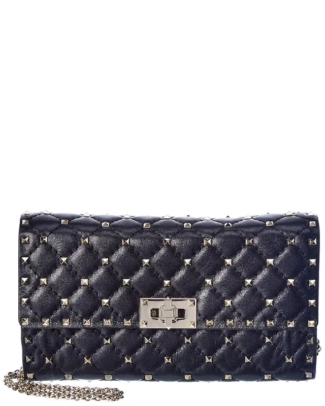 Ladies chic shoulder bags-Valentino Rockstud Spike Leather Crossbody