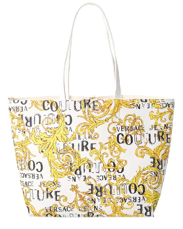 Women's oversized handbags-Versace Jeans Couture Logo Print Tote