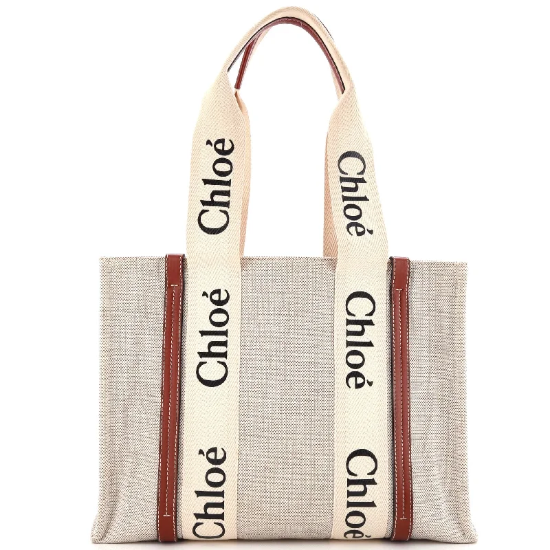 Female chic satchels-Woody Tote Canvas with Leather Medium