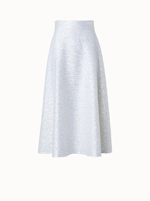 Women's small sling bags-Wool Blend Sequins Flared Midi Skirt