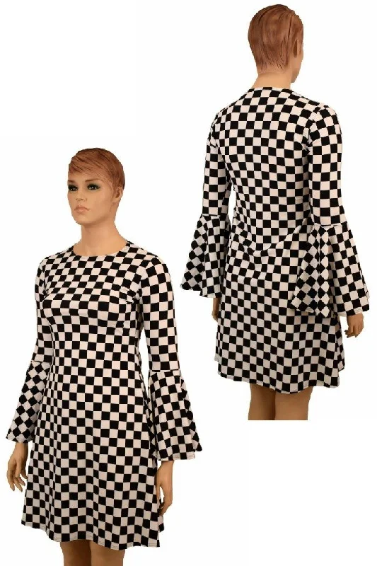 ladies gala night gowns-A-Line Black & White Mod Dress