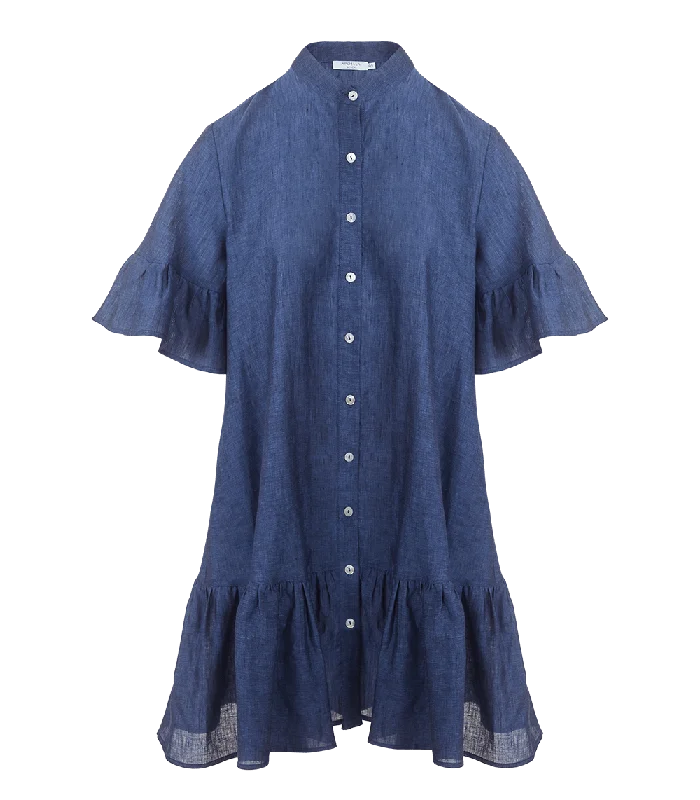 ladies gathered tops-Chara Ruffle Shirtdress