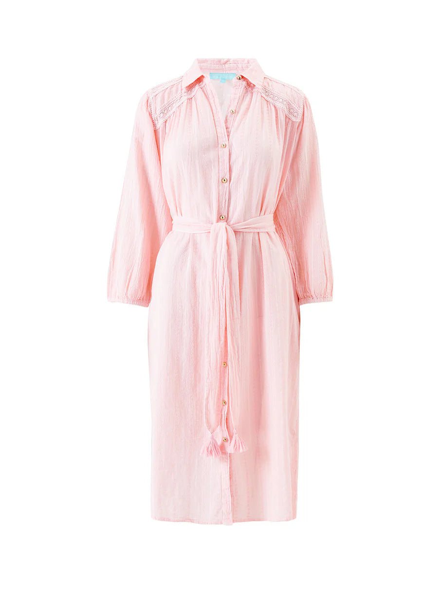 women’s tie-dye blouses-Cressida Belted Shirtdress Rose