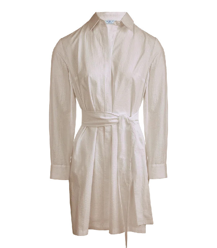 women’s satin mini dresses-Kallia Belted Shirtdress