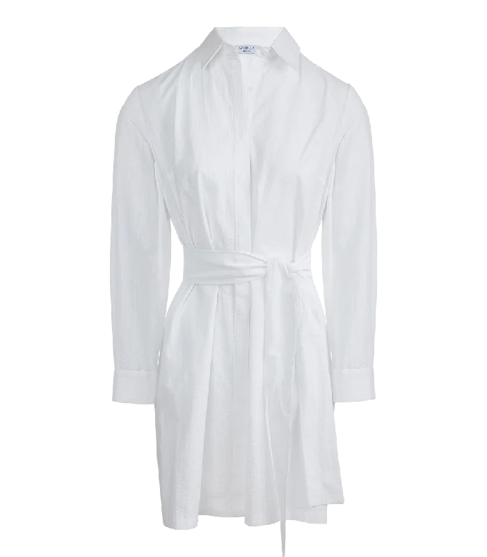 women’s flutter blouses-Kallia Belted Shirtdress