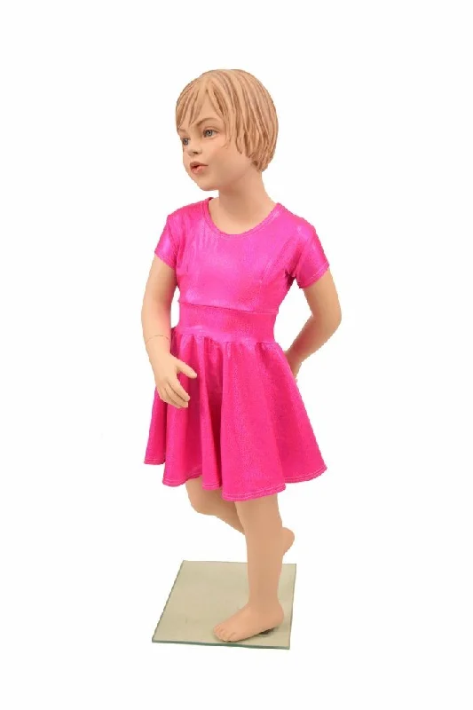 women’s off-shoulder pullovers-Kids Pink Skater Dress