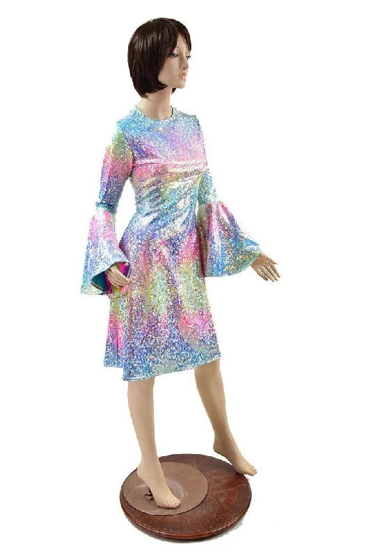 women’s cargo bombers-Rainbow Shattered Glass A-line Dress