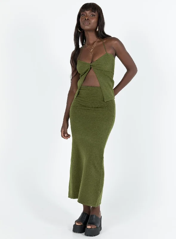 ladies engagement gowns-Callile Set Olive Green