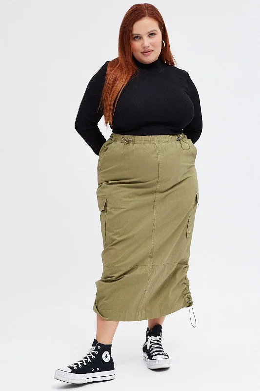 female softshell jackets-Green Maxi Skirt Parachute