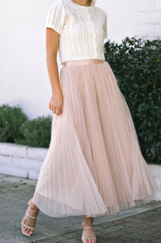 women’s herringbone tops-Kiernan Pleated Tulle Skirt