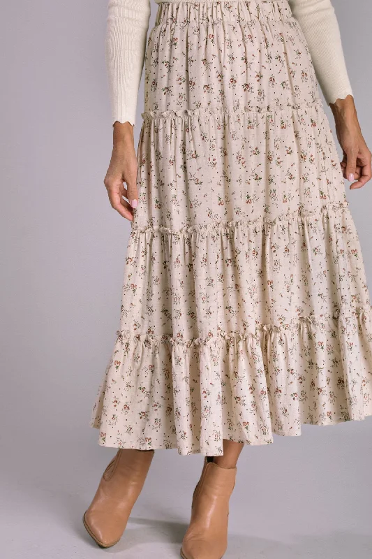 women’s textured pullovers-Meryl Floral Tiered Skirt