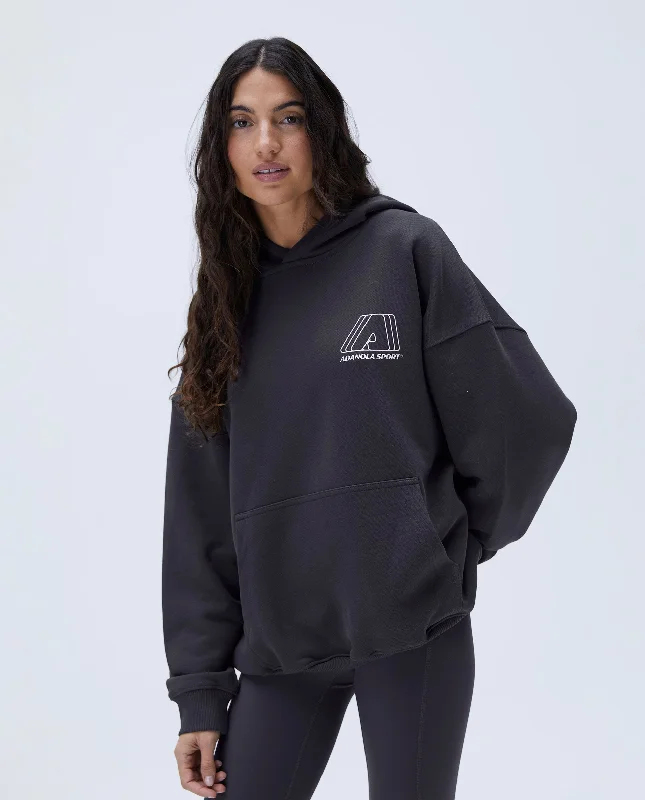 female swim tunics-"A" Oversized Hoodie - Graphite Grey