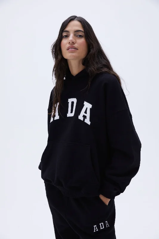 women’s funnel-neck pullovers-ADA Oversized Hoodie - Black