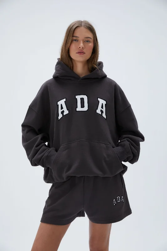 women’s herringbone jackets-ADA Oversized Hoodie - Coffee Bean