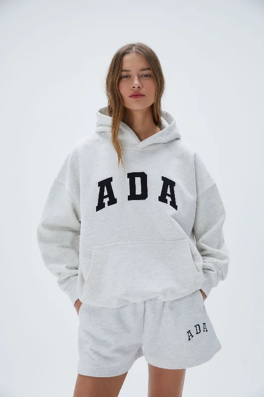 ladies keyhole blouses-ADA Oversized Hoodie - Light Grey Melange