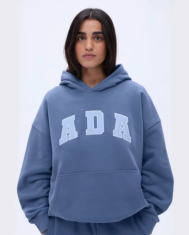 women’s relaxed culottes-ADA Oversized Hoodie - Vintage Blue/Powder Blue