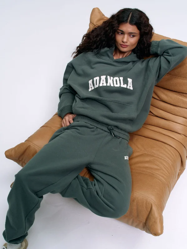 ladies T-strap sandals-Varsity Oversized Hoodie - Sea Green/Marshmallow White