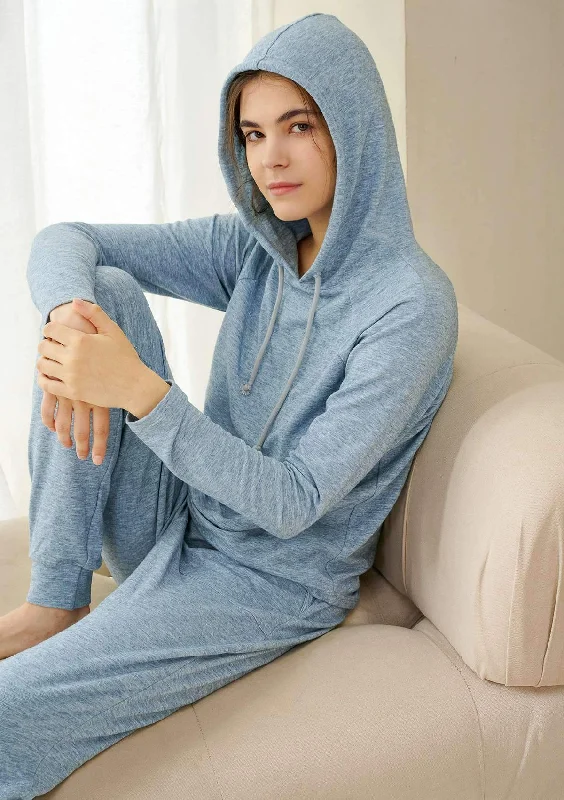 women’s tie-back tops-Momship Hoodie Loungewear Set